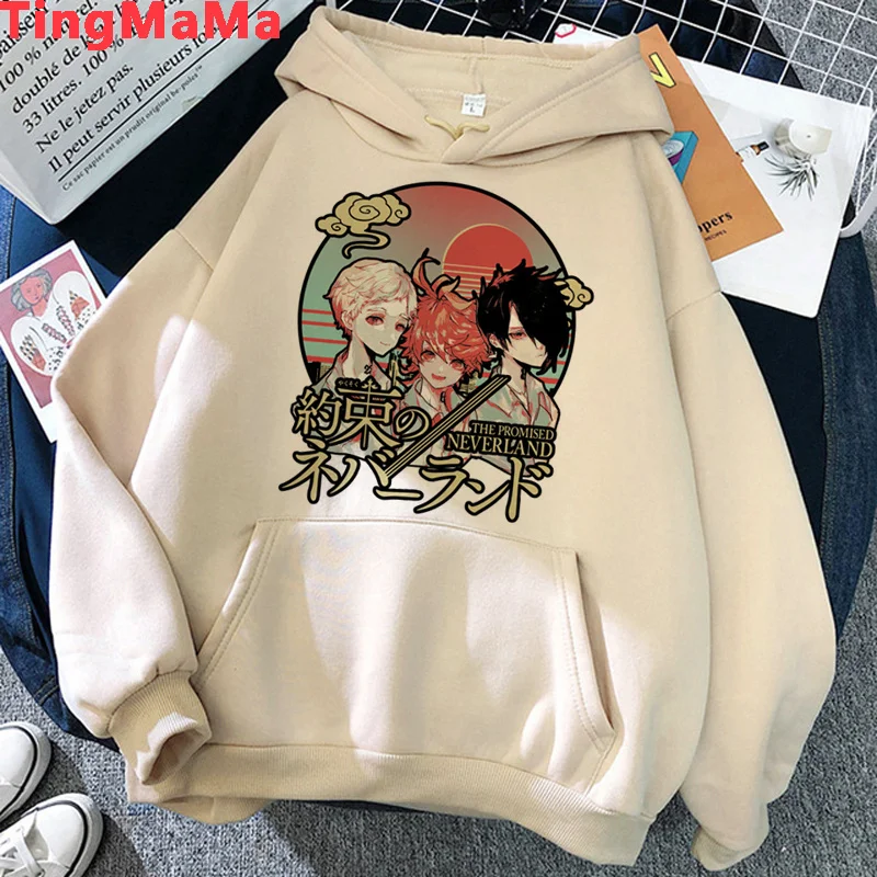 

the Promise Neverland hoodies male harajuku Ulzzang plus size printed men hoody plus size