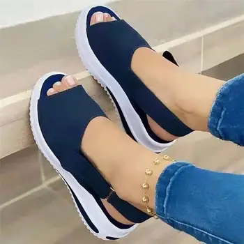 Soft Stitching Ladies Wedge Sandals Comfortable Flat Sandals Women Open Toe Beach Shoes Woman Footwear