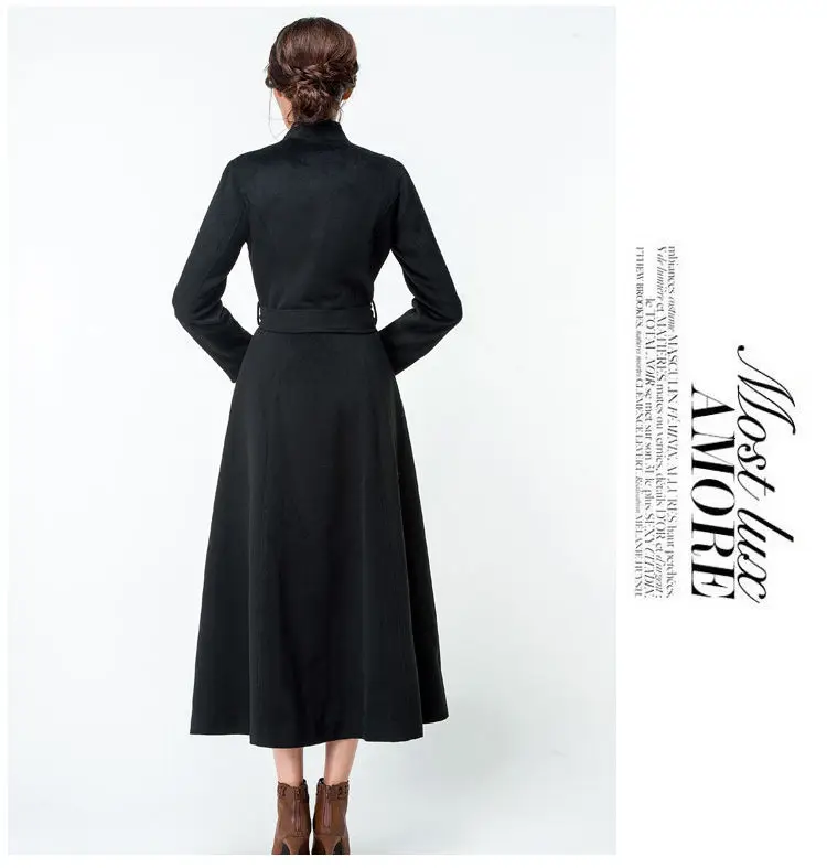 Fashion Autumn Winter Mandarin Collar Women Trench Coats Ladies Slim Fit Long Sleeve Belted Outwear With Pockets Manteau Femme