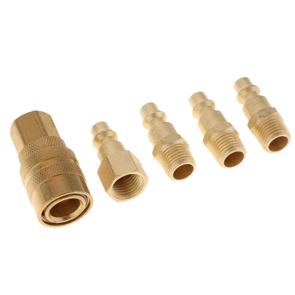 5 Pieces 1/4'' NPT Air Tool Couplers With Adapter Quick Release Fittings