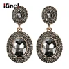 Kinel 2022 New Luxury Gray Crystal Bridal Earrings For Women Gold Plating Beach Party Drop Earrings Vintage Statement Jewelry ► Photo 2/6