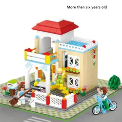 Sluban игрушка красивый город девушка семья дом модель вставки строительные блоки игрушки для детей