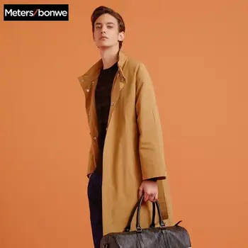 

Metersbonwe Men's Stand Collar Windbreaker New Winter men Long padded Coat Solid Color Parkas Men's Clothing