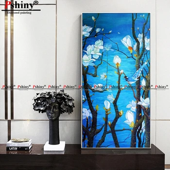 

PSHINY NEW 5D DIY Diamond embroidery sale white flowers decorative painting Full drill square rhinestone Diamond Painting