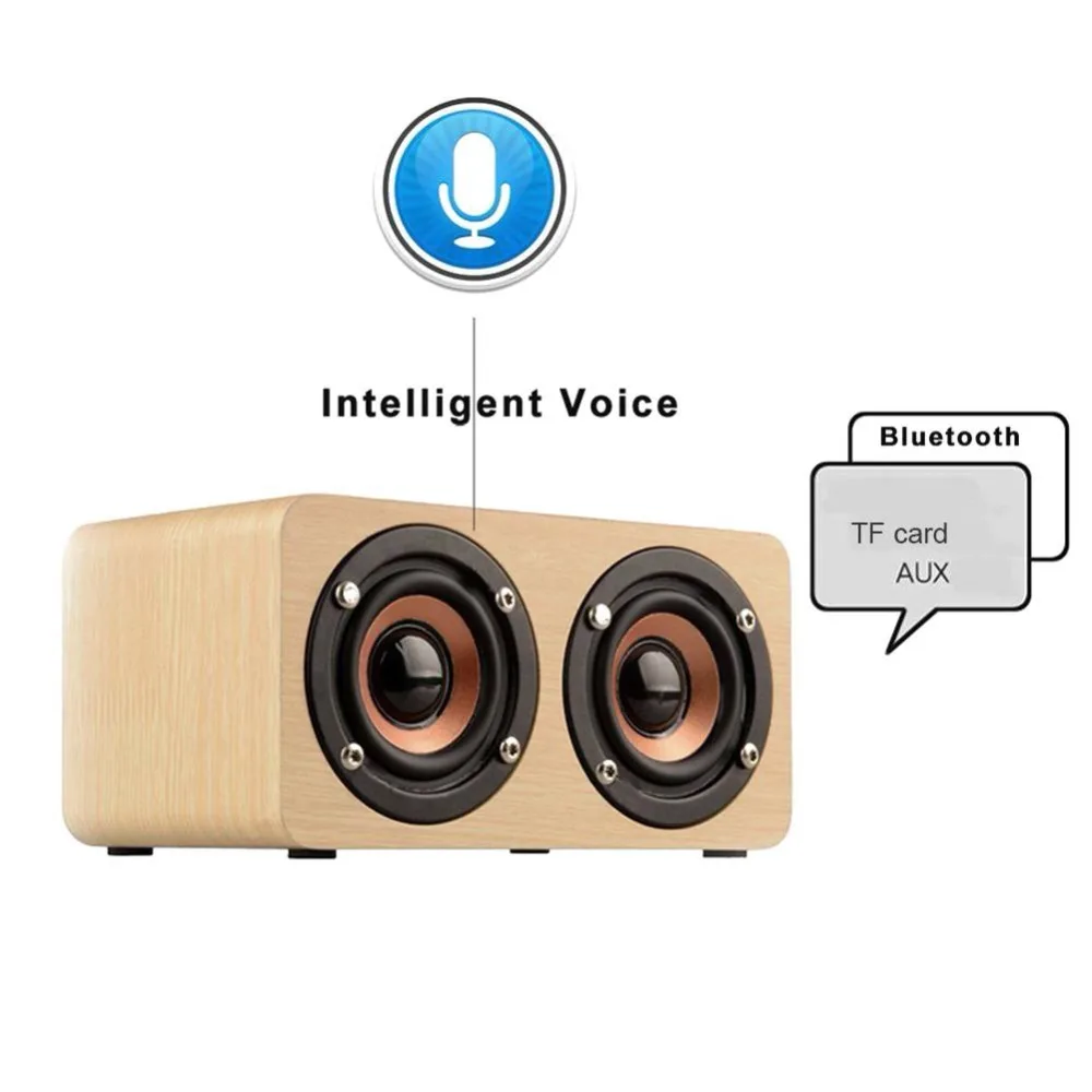 Wooden Wireless Speaker Alarm Clock Bluetooth Speaker Multi-functional Plug-in card Computer Speaker