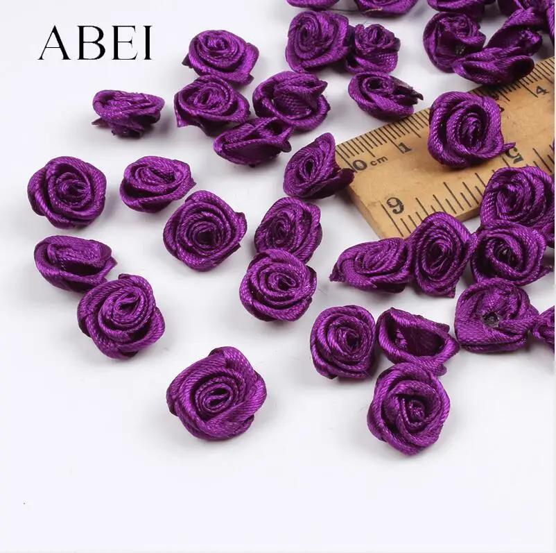 300pcs Multicolor Mini Satin Ribbon Rose Heads for Crafting and Decoration