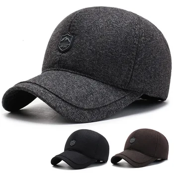 

Outdoor Keep Warm Hat 2019 Autumn And Winter New Middle-aged Men Dome Baseball Cap Adjustable Ear Protection Dad Capss