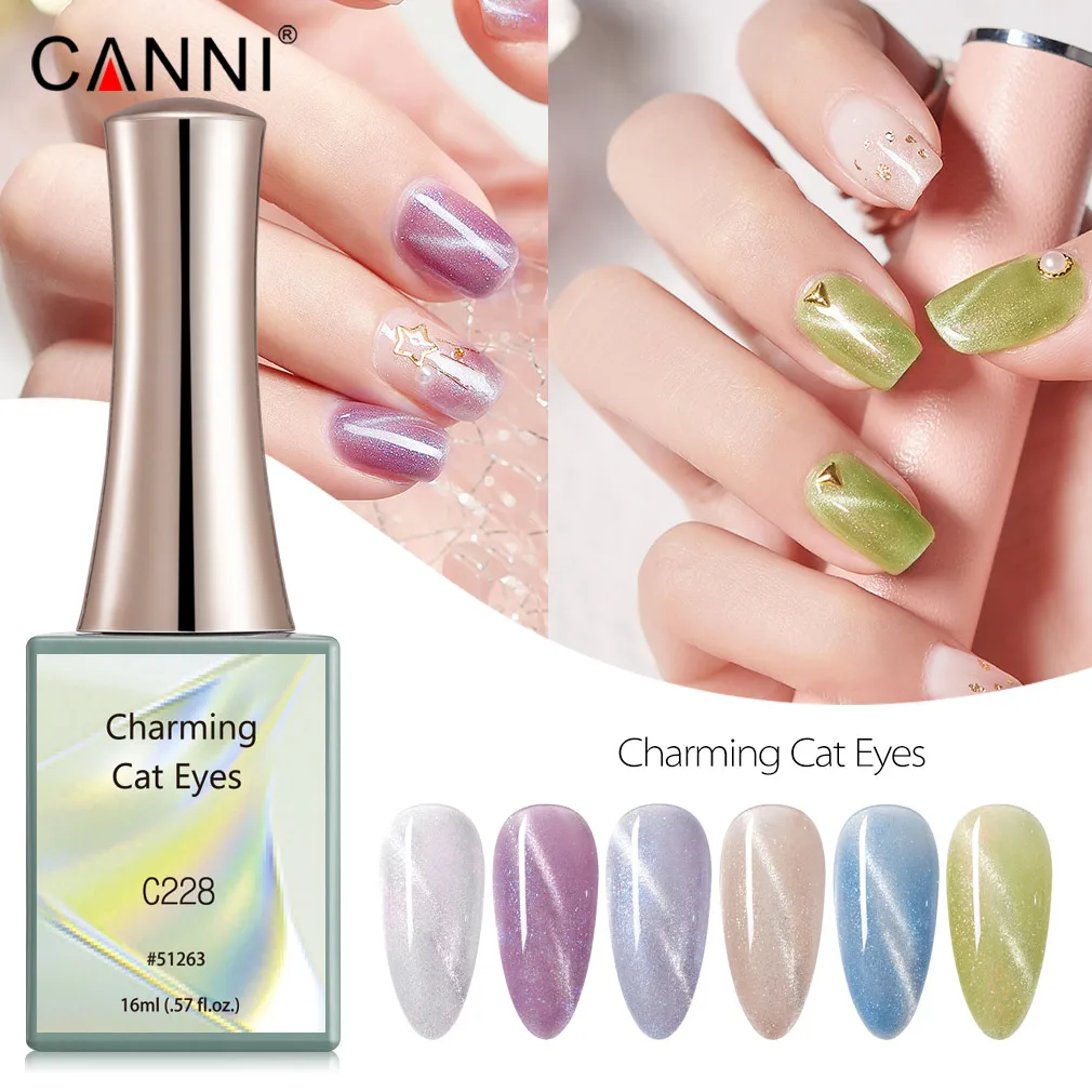Canni New 16ml UV/LED Nail Gel Polish Charming Cat Eyes C223-C228 Series Manicure Soak Off Varnish Enamel Glitter Lacquer 5