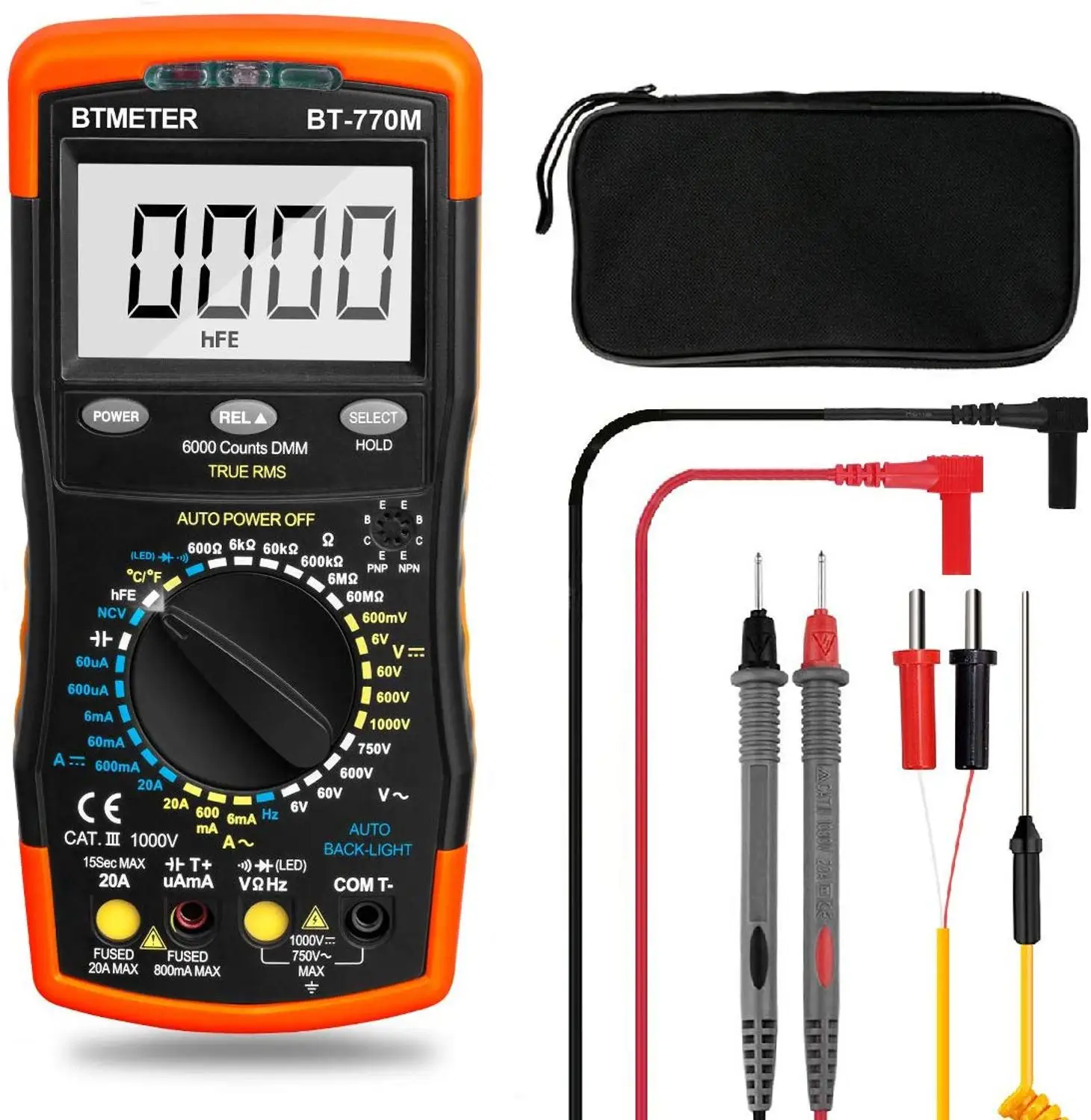 Capacitance and NCV Digital Multimeter,INFURIDER YF-770G Auto Ranging Volt Amp Ohm Voltage Electrical Tester Meter with Continuity,Diode,Temp 