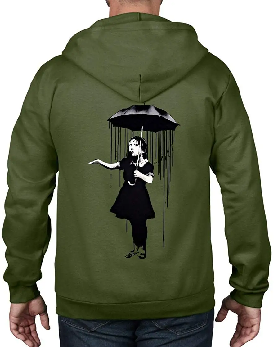 Мужская толстовка с капюшоном на молнии для девочек Banksy Nola Umbrella | одежда