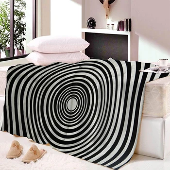 

Round Geometry Print Sherpa Blankets Plush Colorful Blanket Bedding Bedspread on Bed Sofa Throw Blanket