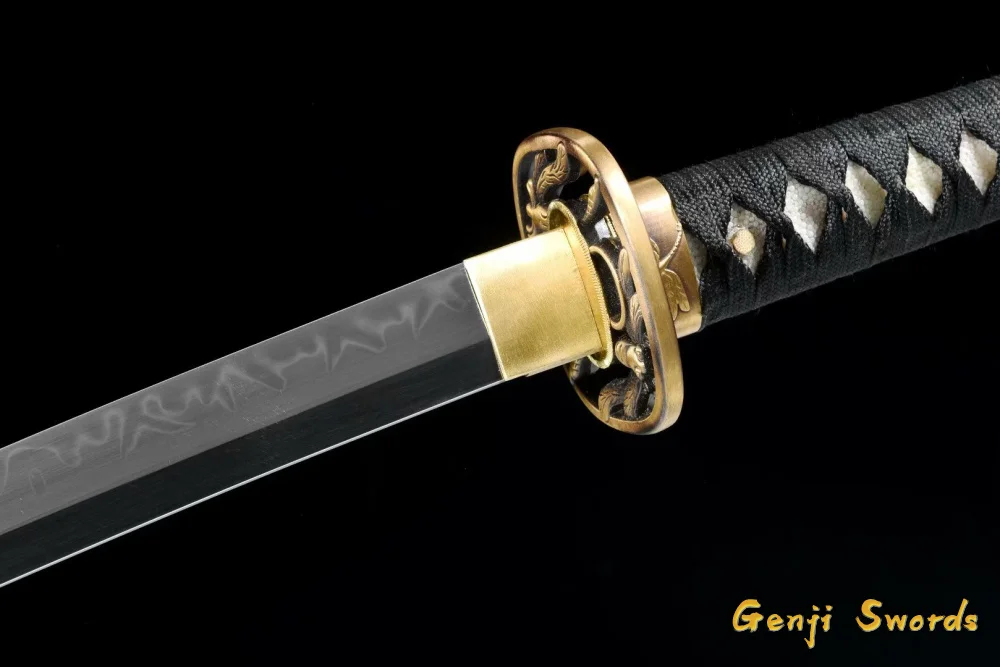Полностью Tang ручная работа японская катана T10 стальная глина-закаленный самурайский меч Стрекоза Tsuba