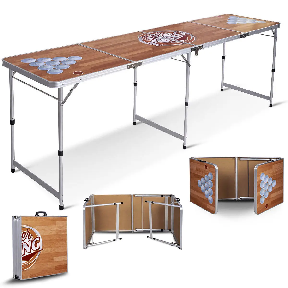 

Costway Foldable Aluminum 8' Folding Beer Pong Table Portable Outdoor Indoor Game Party