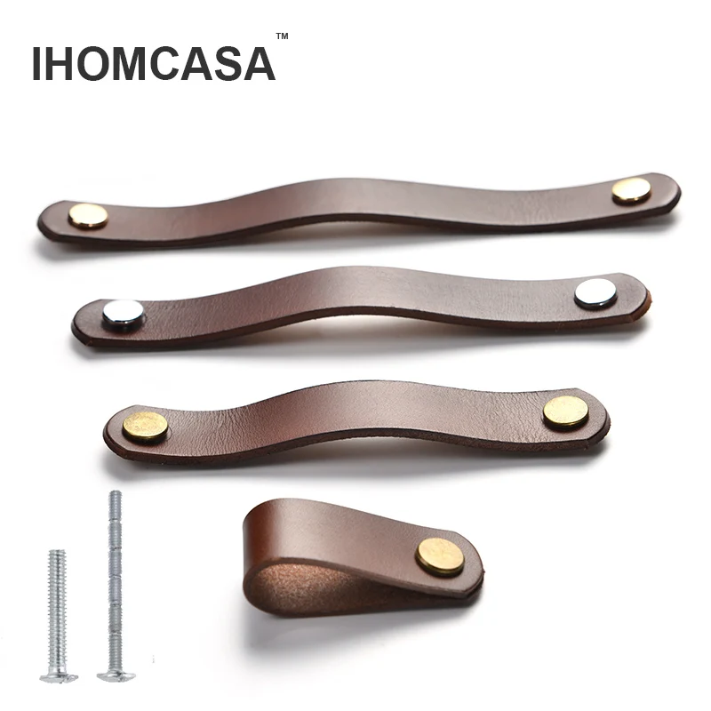 Leather Knobs Furniture Drawer Wardrobe Door Handle Cupboard Shoe Cabinet Pulls Knob furniture handles kitchen door handles ball lever knob