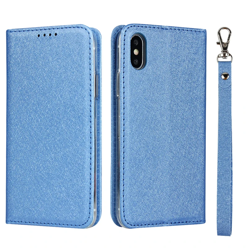 

Silk Pattern PU Leather Case For iPhone Xs Max Flip Stand Wallet Cover For iPhonexs max Card Pockets Lanyard cases