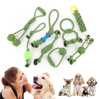 

Cotton Dog Rope Toy Knot Puppy Chew Teething Toys Pet Palying Ball for Small Medium Large Dogs Teeth Cleaning Toys Pet Supplies