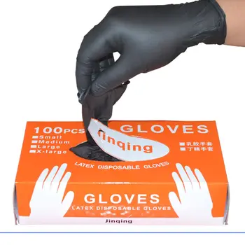 

In stock!!!100PCS/SET Household Cleaning Washing Disposable Mechanic Gloves Black Nitrile Laboratory Nail Art Anti-Static Gloves