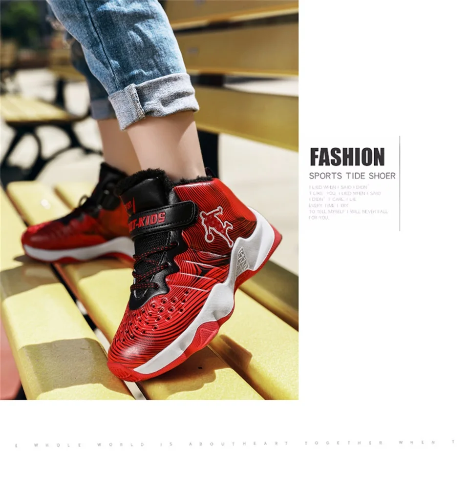 winter Gold Color Winter PU Basketball Shoes for Kids Boys Sport Shoes Children's Outdoor Sneakers Trainers for Pupils Student