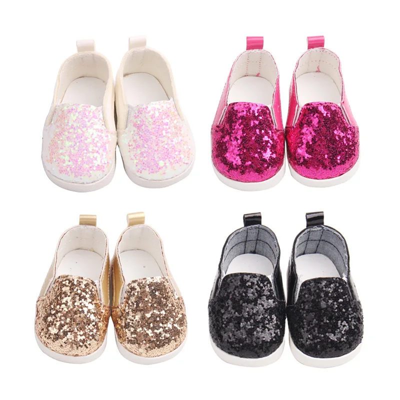 Pink Glitter Bow Design Shoes Fits Our Generation DESIGNAFRIEND Doll Shoes 