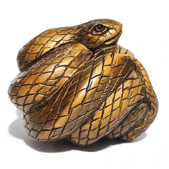 

Y6594 - 2" Hand Carved Japanese Boxwood Netsuke - Snake