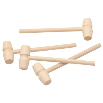 

10pcs 135mm Eco-Friendly Natural Color Mini Wooden Hammer Unfinished Painted Graffiti Toys Gift Decoration Wood DIY Accessories