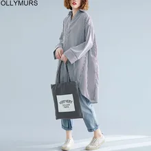 Autumn Winter 2019 Plus Size Striped Shirt Dress Women Blouse Vintage Loose Long Sleeve Cotton Long Shirts Blouses  4XL 5XL 6XL Autumn Winter 2019 Plus Size Striped Shirt Dress Women Blouse Vintage Loose Long Sleeve Cotton Long Shirts Blouses  4XL 5XL 6XL