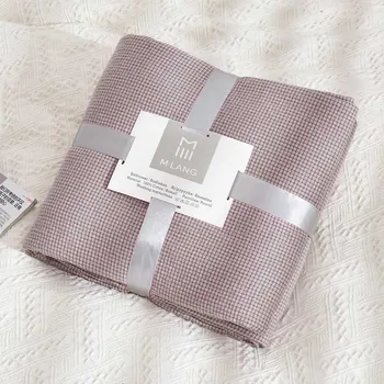 

Cozy Cotton Four Layers Bed Blankets-All Season-Oversized Throw Plaid - Perfect For Sofa Bed Layering Summer Travel Bedding