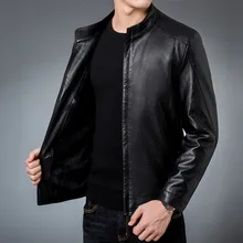 Winter Men's leather Jacket design stand collar Coat Men casual motorcycle leather coat Mens Sheepskin jackets Windbreaker Coats