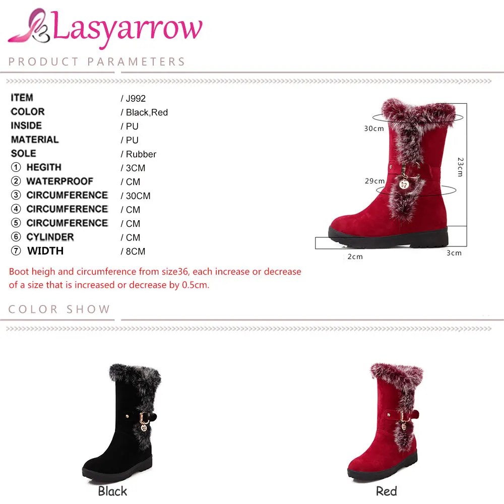 Lasyarrow/очень теплая зимняя обувь; женские зимние ботинки с толстым плюшем; женская обувь на толстом каблуке с металлическим украшением