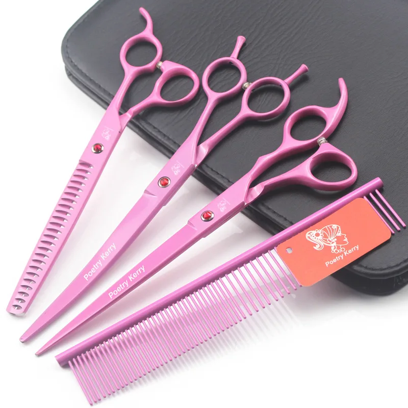 

Professional Pet Scissors Pet Grooming Scissors Set 8.0 inch Cutting&Thinning&Curved Dog Hair Cutting Shears 3pcs Kit+Comb Case