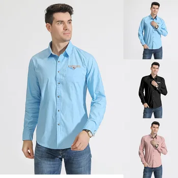 

Men's Shirt 2019 Fashion Men Personality Men's New Style Fashion stamped Long Sleeve Shirt Printed Long-Sleeved Blouse shirt men