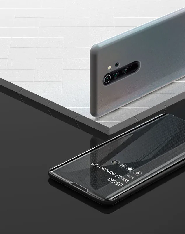 Чехол книжка для Xiaomi Redmi Note 7 8 Pro Note7 Note8 умный прозрачный зеркальный твердый