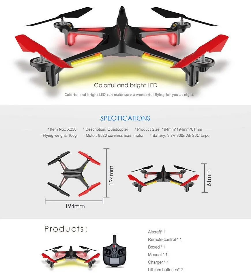 WLtoys Дрон XK X250 WI-FI FPV 2MP Камера 4CH 6-осевой RC Дрон Квадрокоптер RTF совместим с Futaba S-FHSS рождественское ночное подарки ZLRC