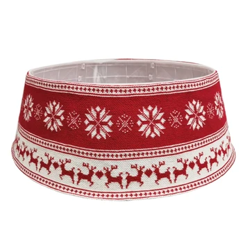 

30 Inch Christmas Tree Skirt Elk Snowflake Base Collar Around Xmas Decoration