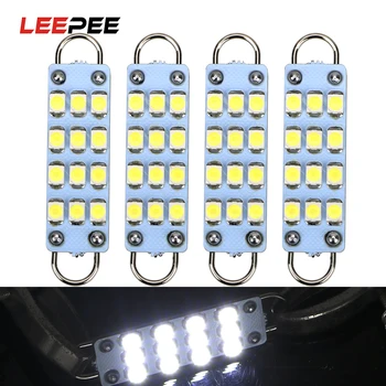 

LEEPEE 4 Piece/Set 44mm 12SMD 1210 C5W C10W Rigid Loop Led Festoon Dome Light LED Interior Super White Car Dome Cargo Light