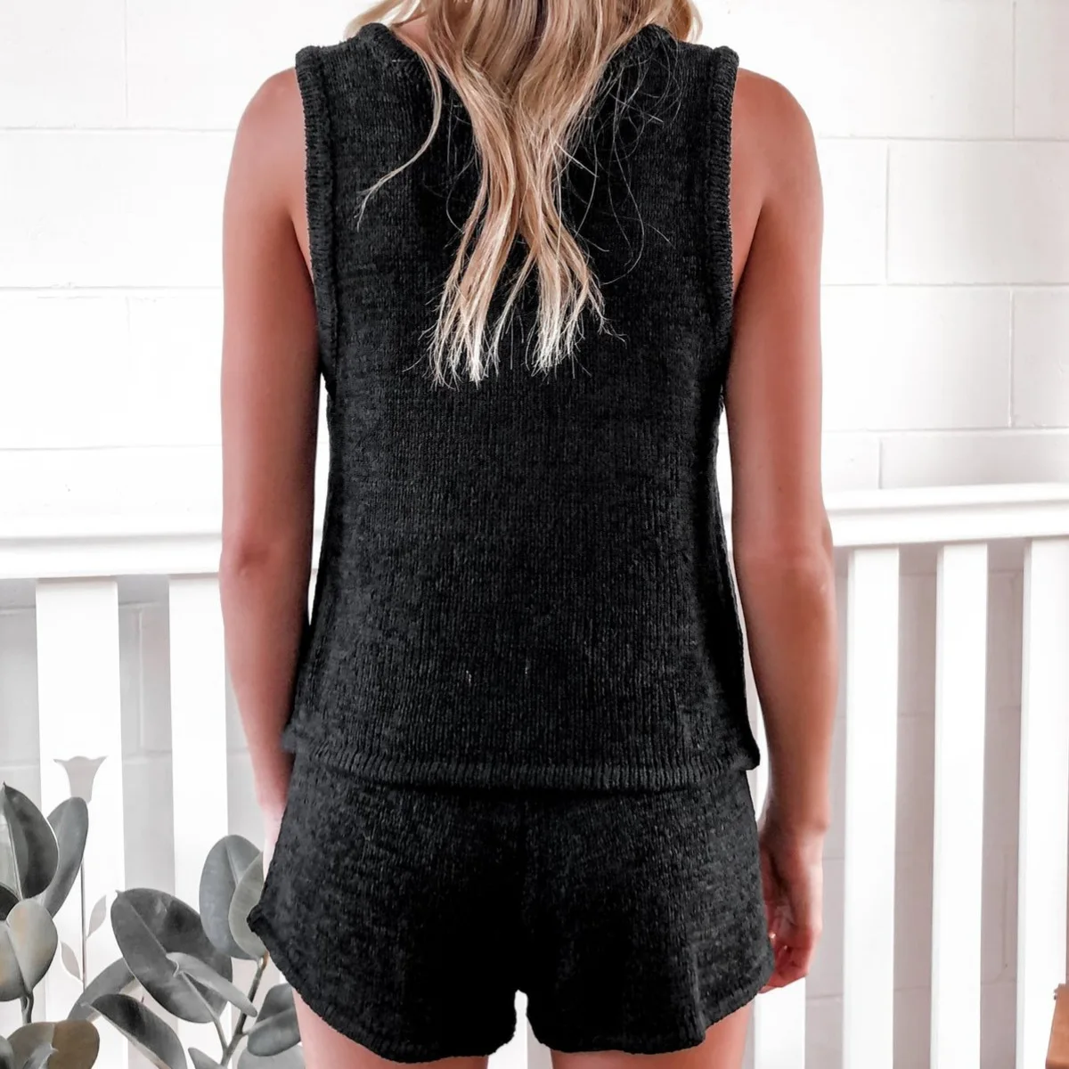 Brand New Solid Button Women Set Sexy Knit Vest Shorts Women's Suit Summer Casual Lady V Neck Sweates Suit Home Sets S-XL