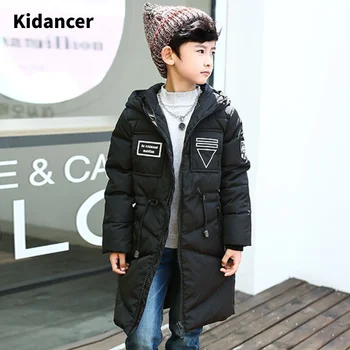 

Brand Quality Fashion Teenagers Thick Winter Long Jackets Hooded Coats White Duck Jacket For Big Boy Children's Down & Parkas