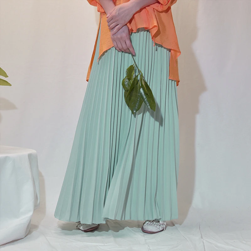 Light green skirt Мусульманская плиссированная абайя модная мусульманская юбка Jupe Musulman Одежда Женская длинная юбка для мусульманских - Цвет: Light green skirt