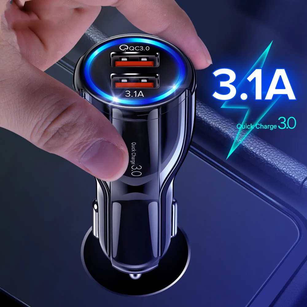 

3.1A Fast Car Charger Quick Charge 3.0 for Samsung S9 S10 USB Phone Charger Fast Charging for iPhone Xiaomi Huawei Car-Charger