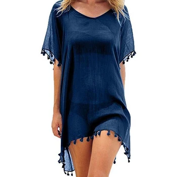 

Women Tassel Bikini Cover Up Beachwear Swimwear Kaftan Sarong Beach Dress Batwing Sleeve Swimsuit Biquinis Feminino Vestidos