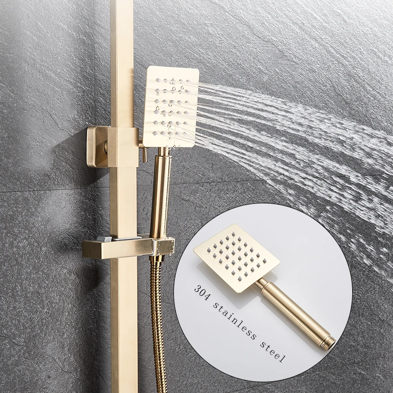 Bathroom Shower Faucet Set 304 Stainless Steel Shower Faucet Set Rain Shower Faucet Head Bathtub Hot And Cold waer mixer Crane Roatbel Spout
