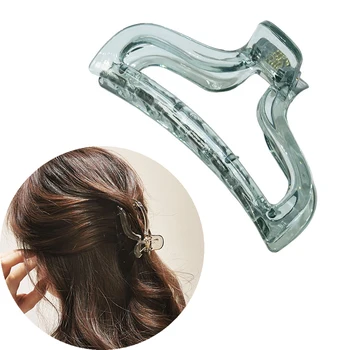 

6 Color Simple Pure Color Acrylic Transparent Hand Grip Big Hair Claw Clip Bathroom Decoration Lady Headdress Accessories
