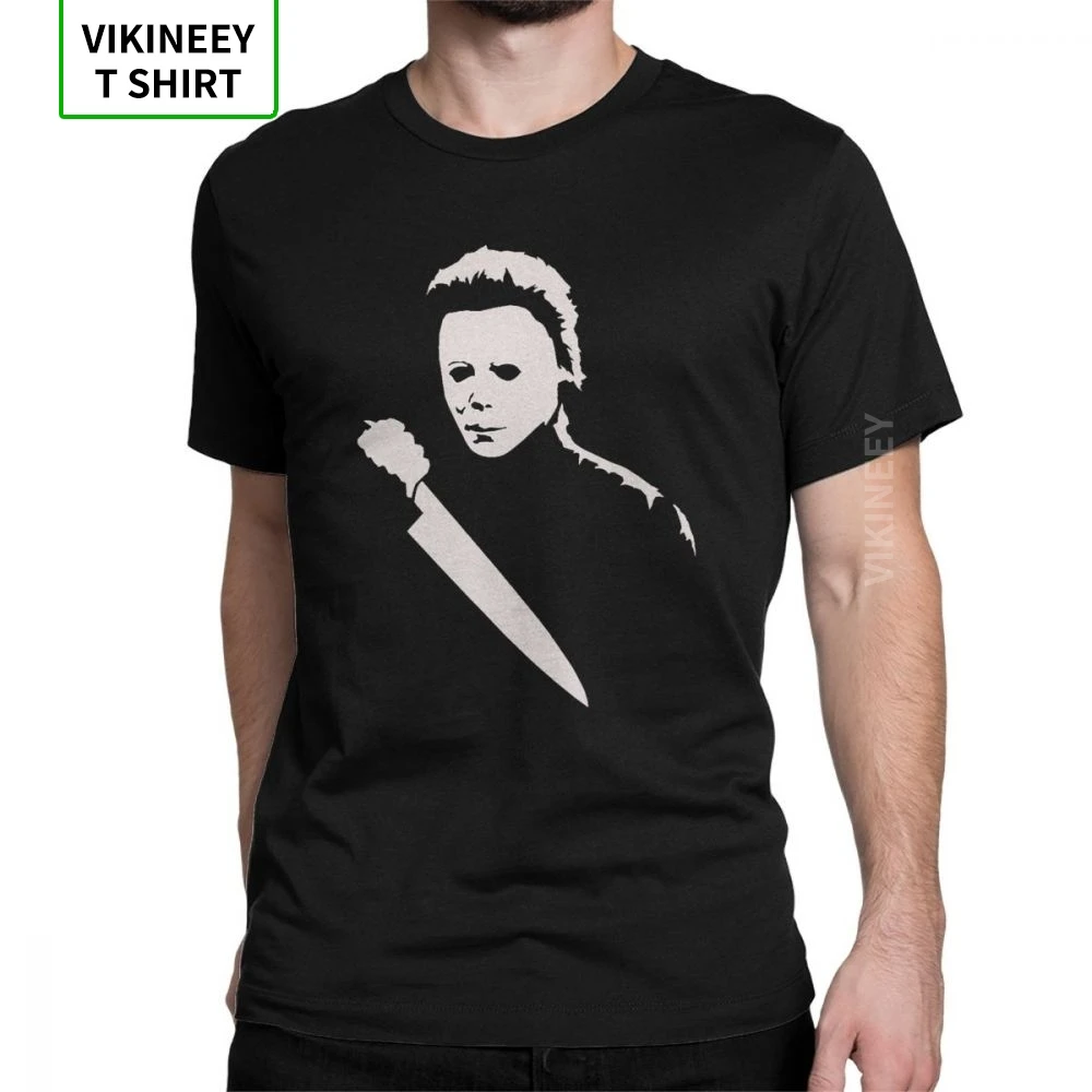 

Scary Movie Horror Michael Myers Mask And Drips T Shirt Slim Fit T Shirts Man's Short Sleeve Clothes Shirt 100% Cotton T-Shirt
