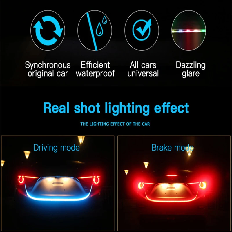 4 режима Автомобильный задний светодиодный светильник в багажник RGB Авто Сигнал поворота гибкая задняя дверь багажная лампа белый красный синий желтый