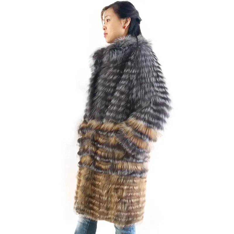 Real silver fox fur coatnatural fox fur coat women