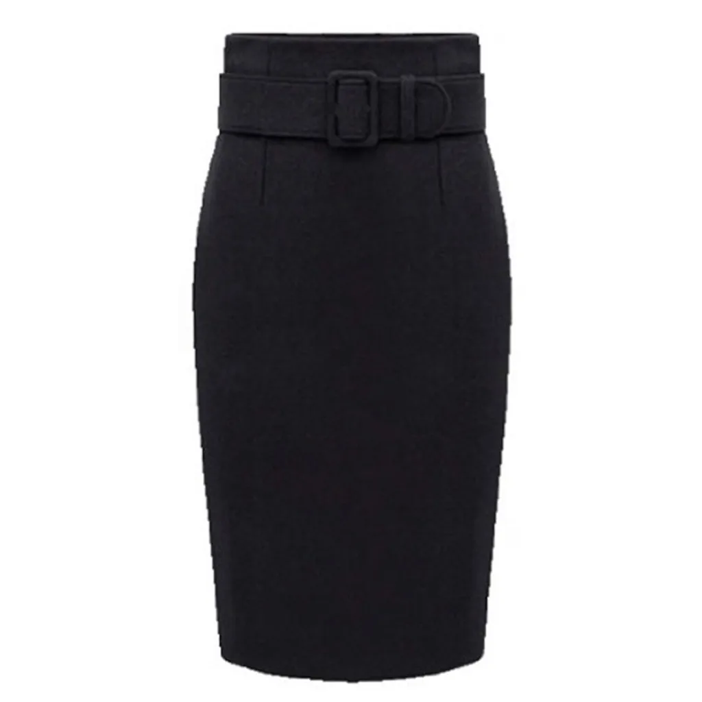 Winter Plus Size Skirts Women Fashion Cotton Plus Waist High Zipper Skirts Casual Party Knee-Length Skirt Jupe Femme#C11