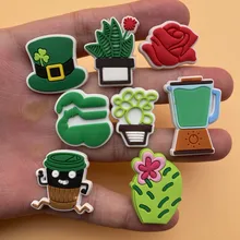 

Free Shipping 1 Pcs Crocs Charms Slipper Accessories Green Plants Shoe Decoration Cute Style For Kids Party 16P-1L-4