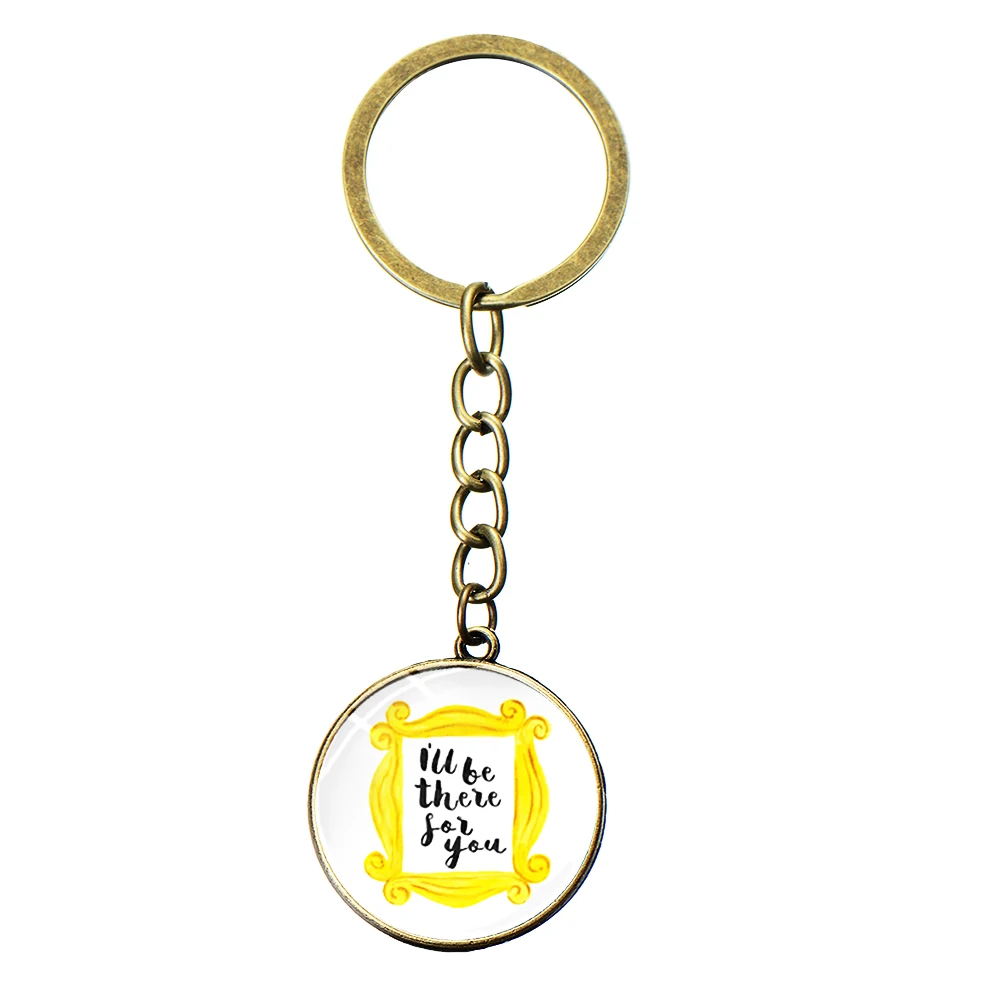 SONGDA Newest Friends TV Show Keychain 25th Anniversary Series Cartoon Fun Pattern Glass Dome Pendant Key Chain for Good Friend - Цвет: Style 25