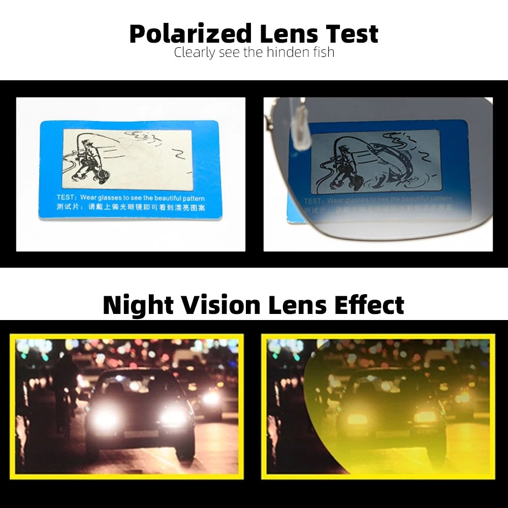 Mens metal clip on sunglasses For eyeglasses Polarized UV400 Women square night vision driving sun glasses