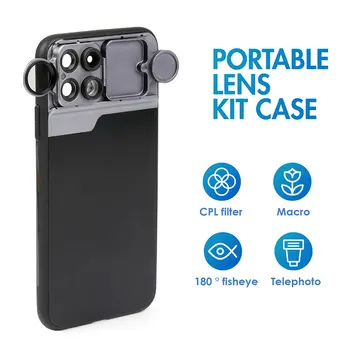 

Functional Phone Case with 5 in 1 Phone Lens for iPhone 11/ 11Pro/ 11Pro Max 10/20X Macro 180 Degree Fisheye/2X Telephoto Lens